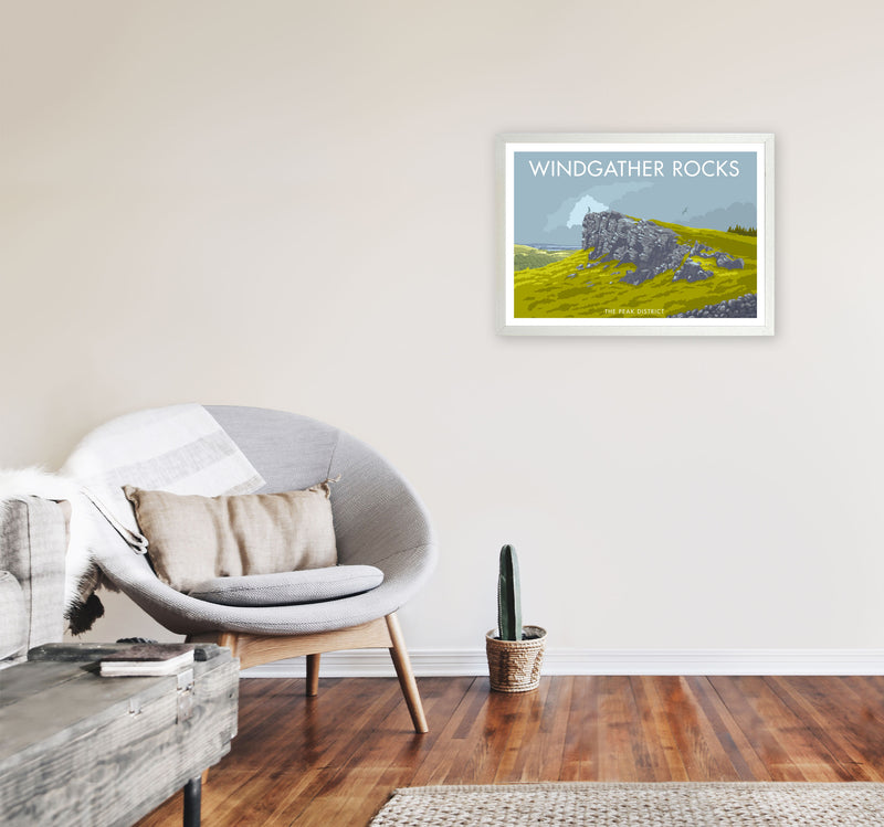 Windgather Rocks Derbyshire Travel Art Print by Stephen Millership A2 Oak Frame