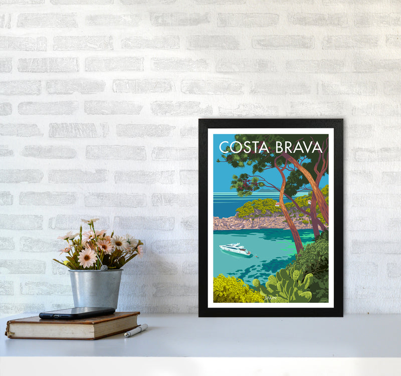 Costa Brava Travel Art Print By Stephen Millership A3 White Frame