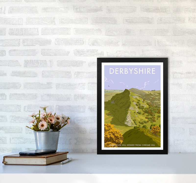 Derbyshire Chrome Hill Travel Art Print By Stephen Millership A3 White Frame