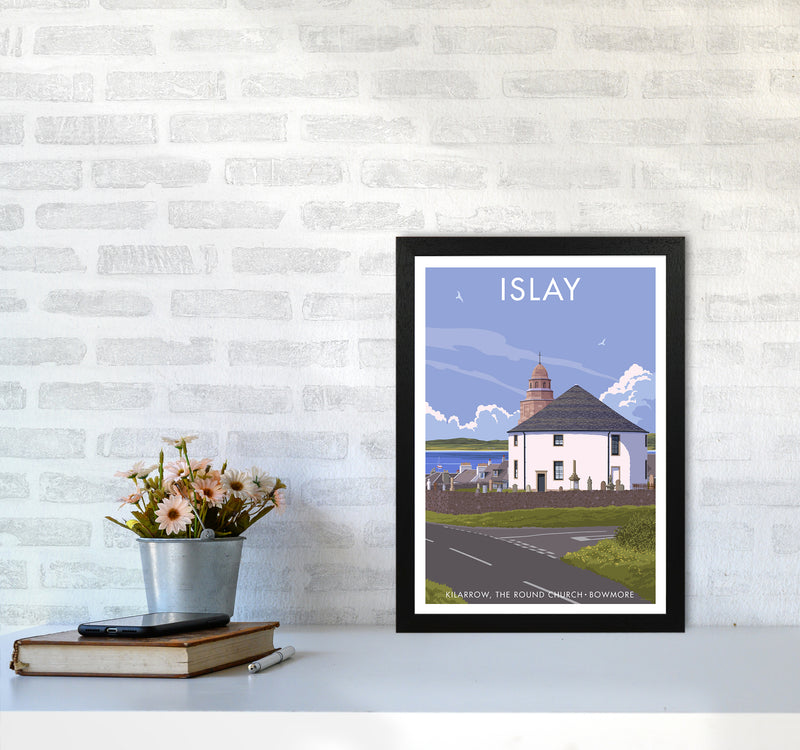 Islay Bowmore Travel Art Print By Stephen Millership A3 White Frame