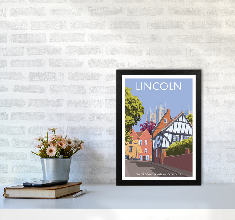 Lincoln Crooked House Travel Art Print By Stephen Millership A3 White Frame