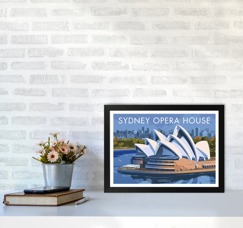Sydney Opera House Travel Art Print By Stephen Millership A3 White Frame