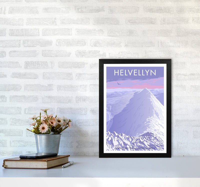 The Lakes Helvellyn Winter Travel Art Print By Stephen Millership A3 White Frame