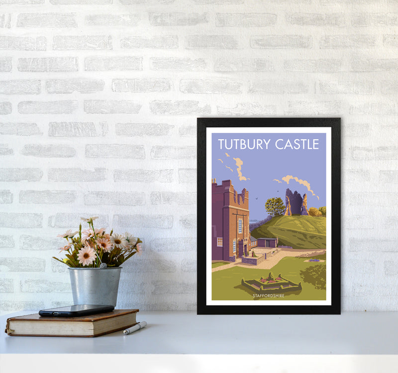 Tutbury Castle Travel Art Print By Stephen Millership A3 White Frame
