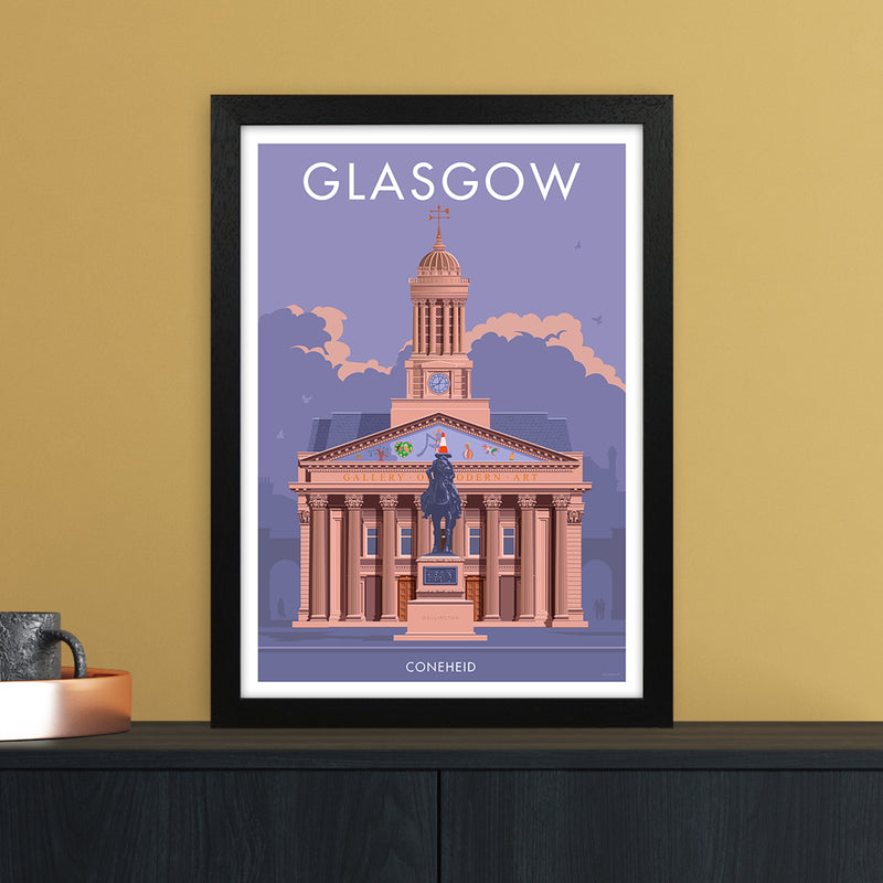 Glasgow Coneheid Art Print by Stephen Millership A3 White Frame