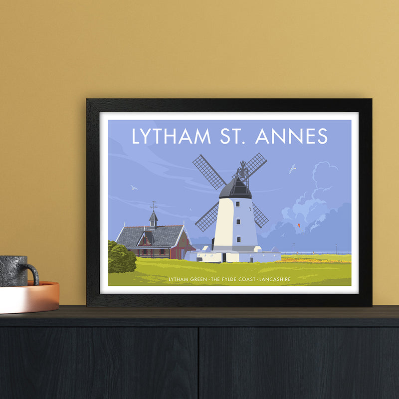 Lytham Windmill Art Print by Stephen Millership A3 White Frame