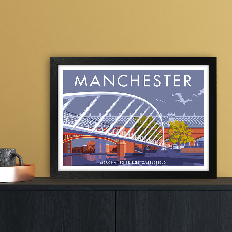 Manchester Merchants Bridge Art Print by Stephen Millership A3 White Frame