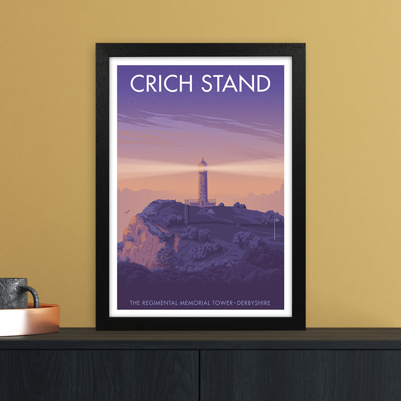 Derbyshire Crich Stand Art Print by Stephen Millership A3 White Frame