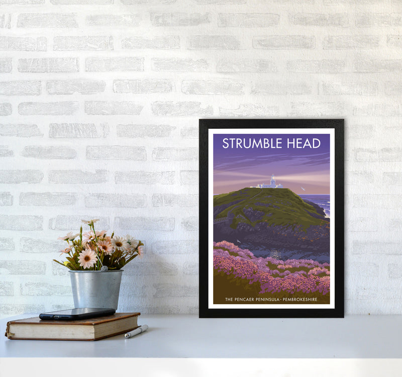 Wales Strumble Head Travel Art Print by Stephen Millership A3 White Frame