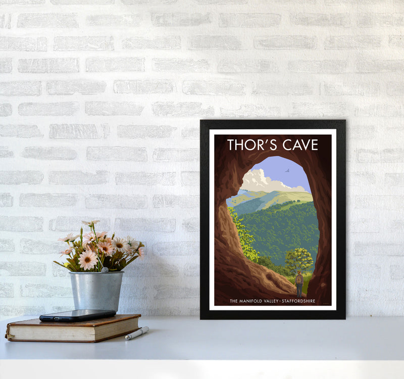 Staffordshire Thors Cave Travel Art Print by Stephen Millership A3 White Frame
