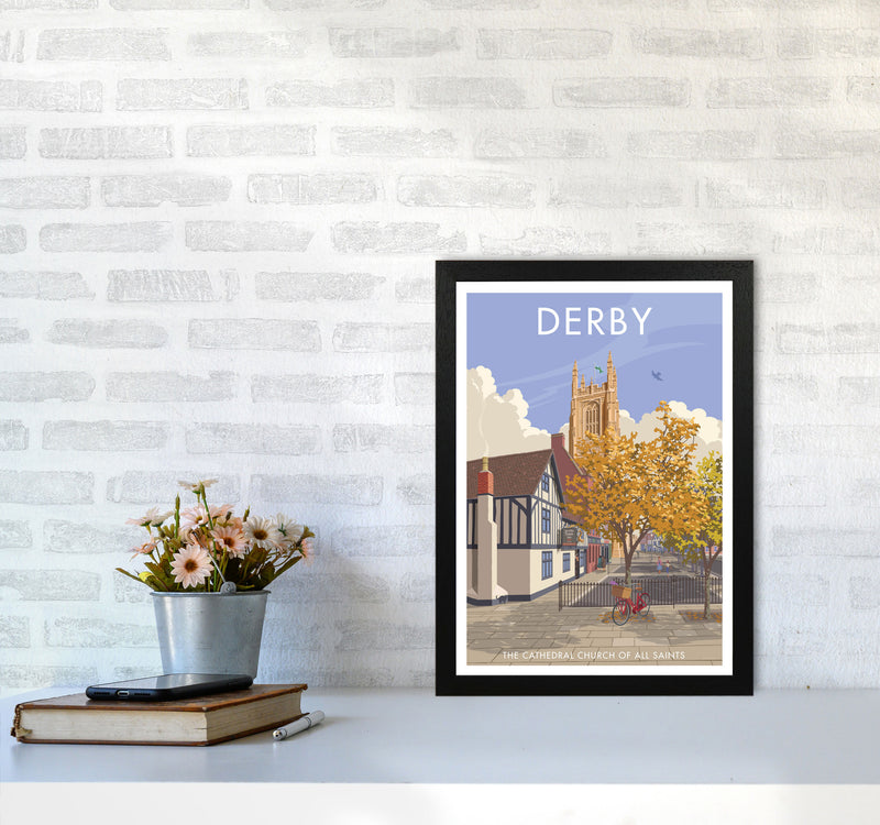 Derby Travel Art Print by Stephen Millership A3 White Frame