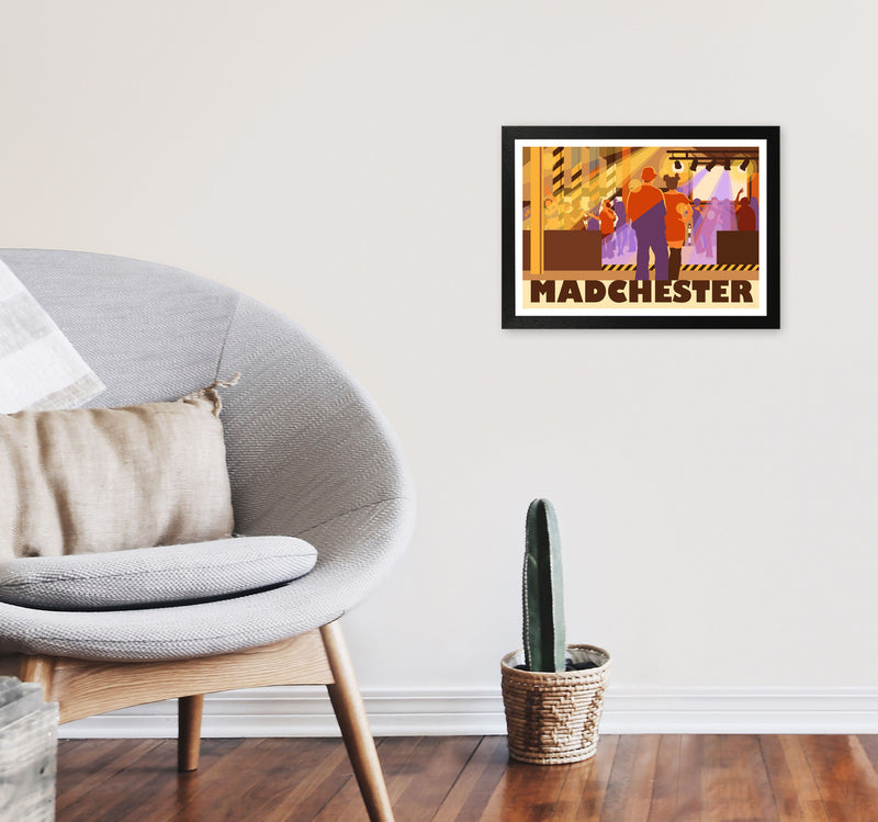 Madchester by Stephen Millership A3 White Frame