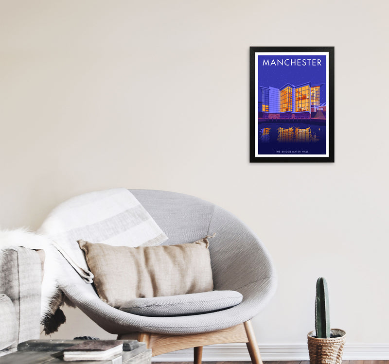 Manchester by Stephen Millership A3 White Frame