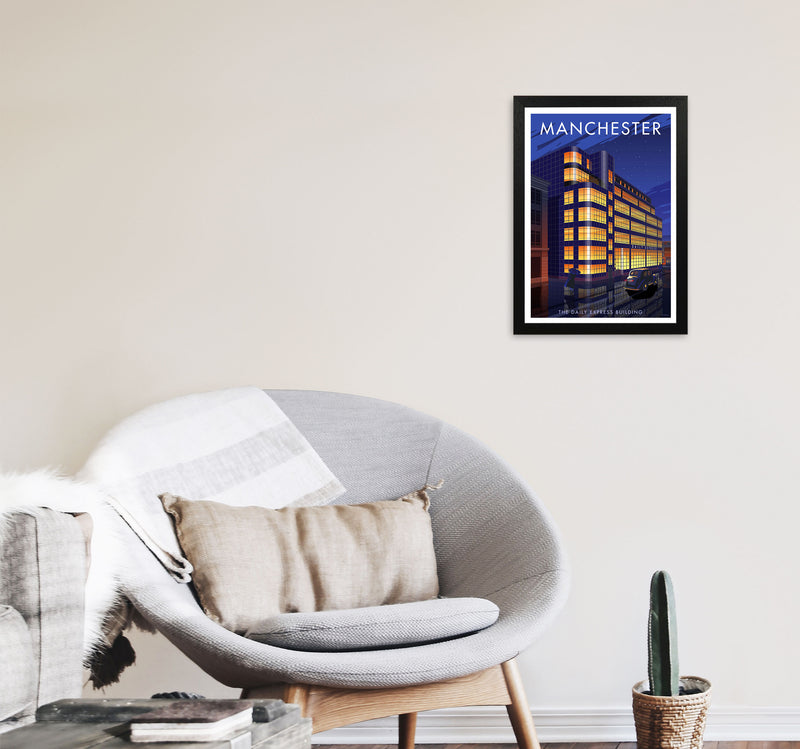 Manchester by Stephen Millership A3 White Frame
