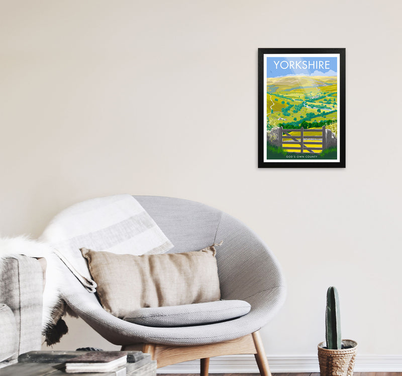 Yorkshire (God's Own County) Art Print Travel Poster by Stephen Millership A3 White Frame