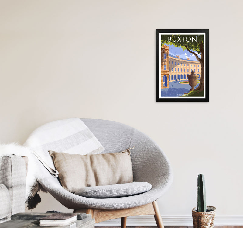 Buxton Crescent Derbyshire Travel Art Print by Stephen Millership A3 White Frame