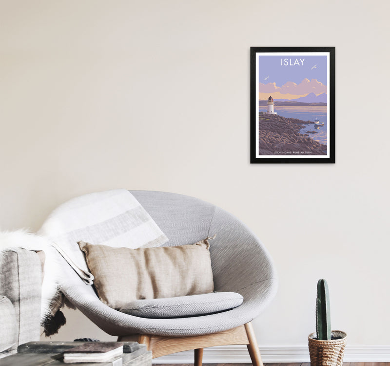 Loch Indaal Islay Travel Art Print by Stephen Millership A3 White Frame