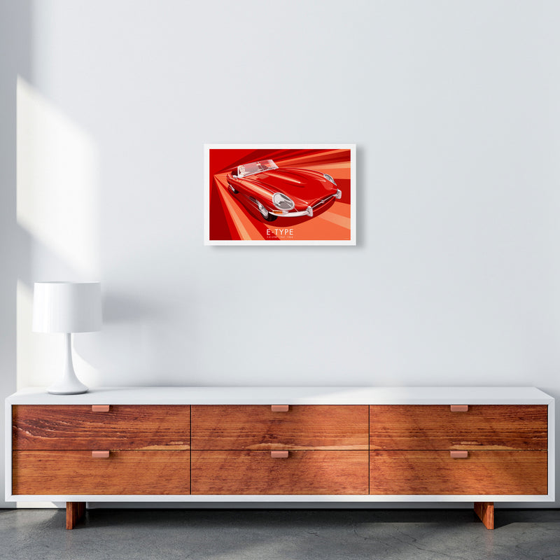 Jaguar E Type Art Print by Stephen Millership, Framed Transport Poster A3 Canvas