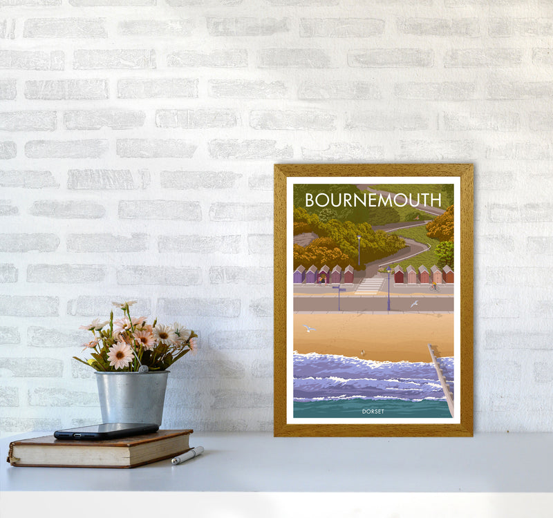 Bournemouth Huts Travel Art Print by Stephen Millership A3 Print Only