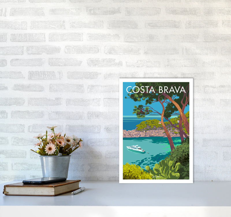 Costa Brava Travel Art Print By Stephen Millership A3 Black Frame
