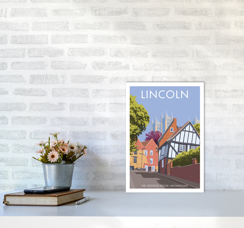 Lincoln Crooked House Travel Art Print By Stephen Millership A3 Black Frame