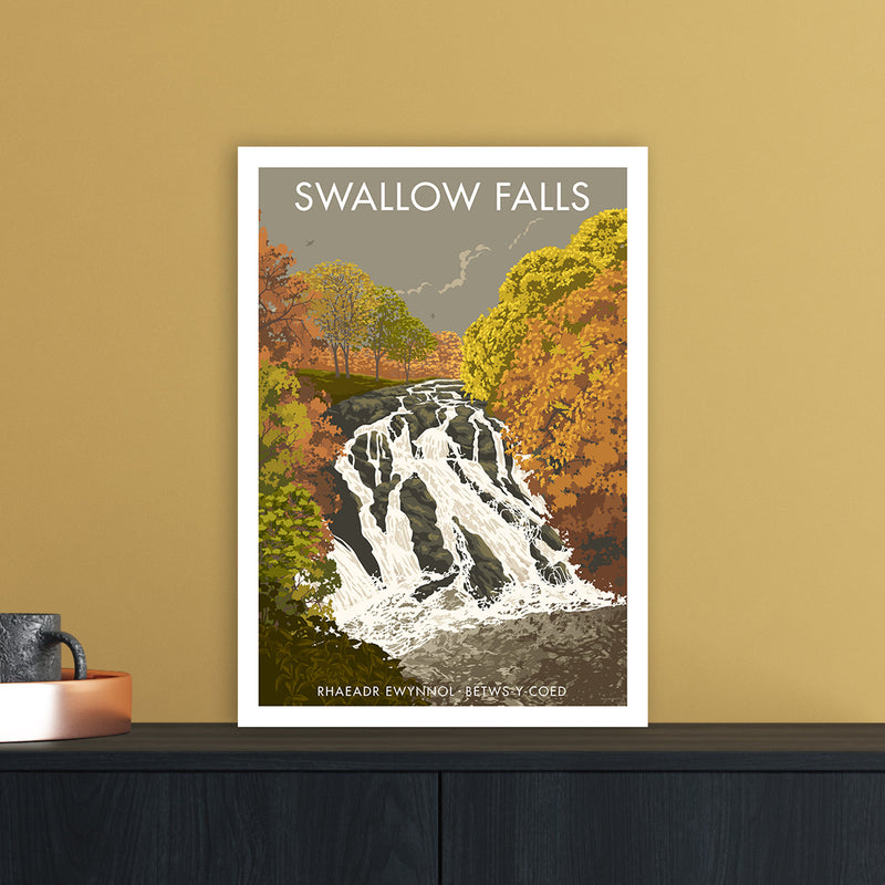 Wales Swallow Falls Art Print by Stephen Millership A3 Black Frame