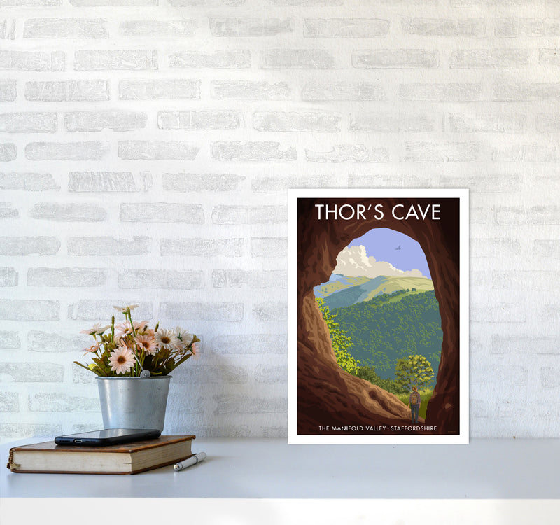 Staffordshire Thors Cave Travel Art Print by Stephen Millership A3 Black Frame