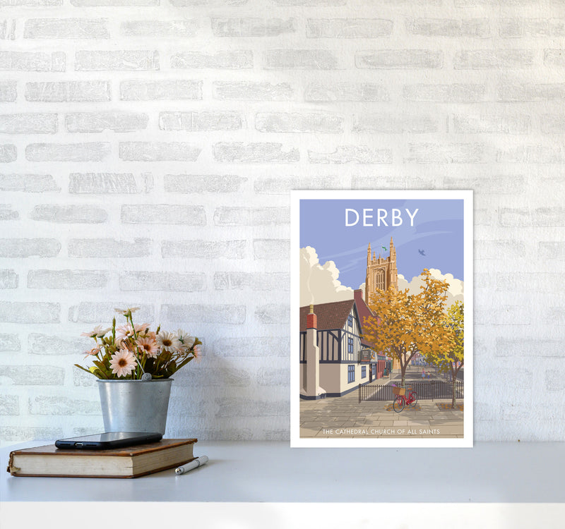 Derby Travel Art Print by Stephen Millership A3 Black Frame