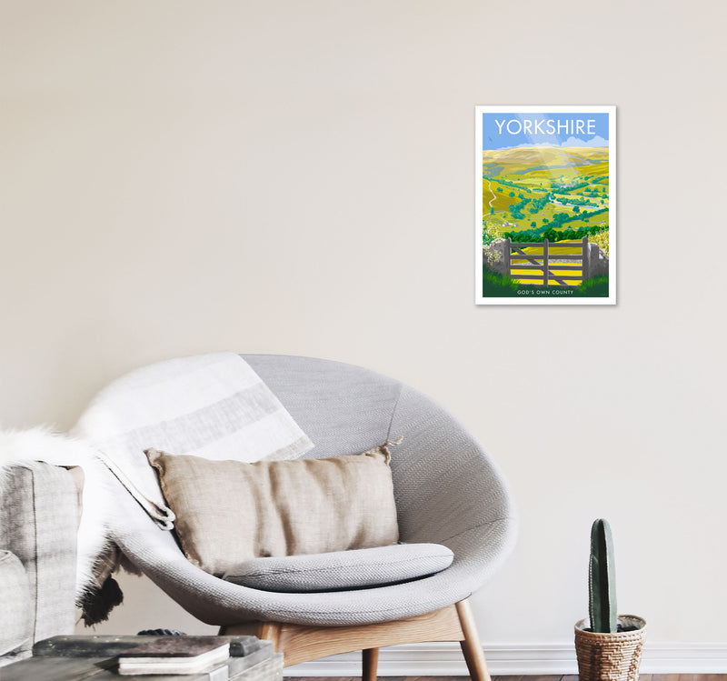 Yorkshire (God's Own County) Art Print Travel Poster by Stephen Millership A3 Black Frame
