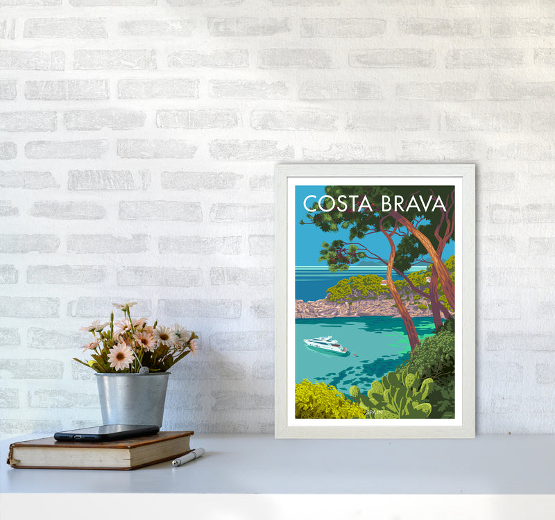 Costa Brava Travel Art Print By Stephen Millership A3 Oak Frame