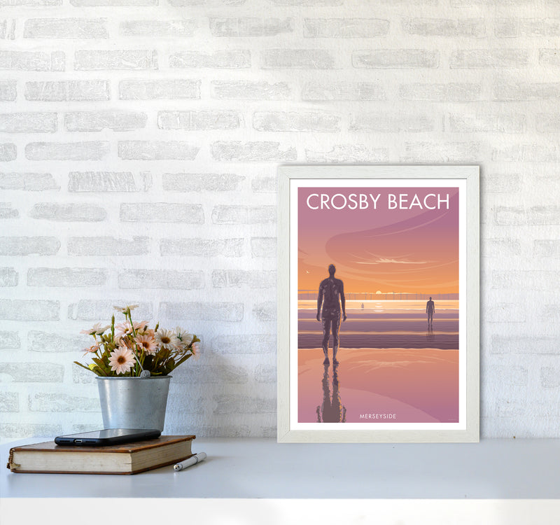 Crosby Beach Travel Art Print By Stephen Millership A3 Oak Frame
