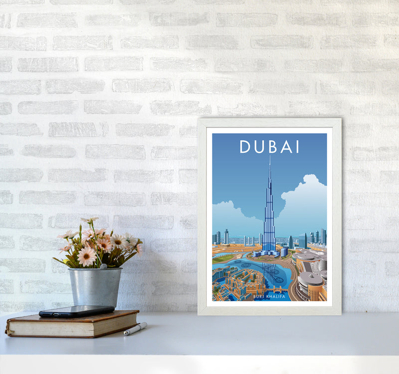Dubai Travel Art Print By Stephen Millership A3 Oak Frame