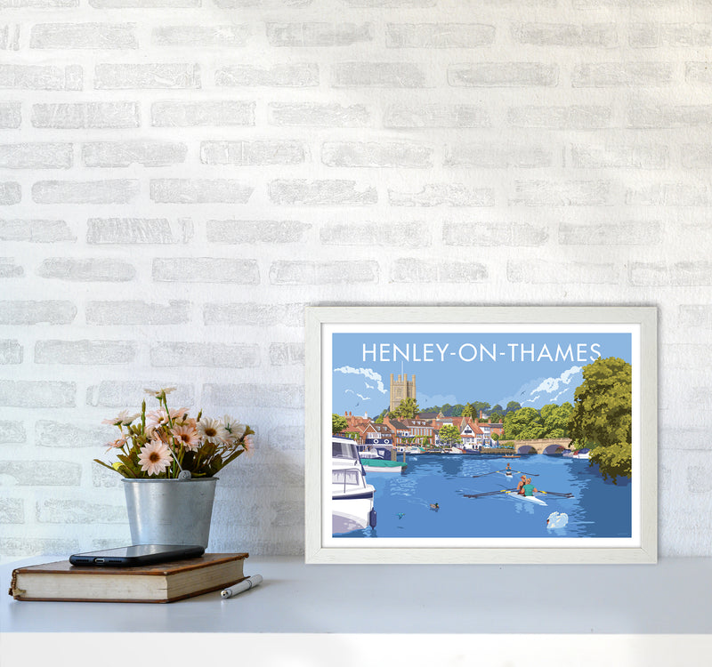 Henley On Thames Travel Art Print By Stephen Millership A3 Oak Frame