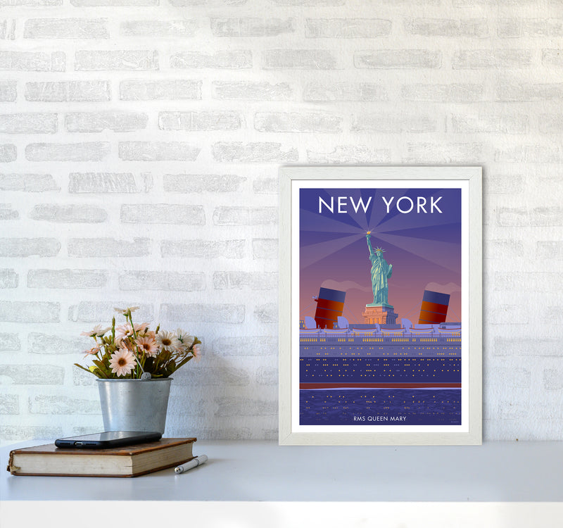 New York Travel Art Print By Stephen Millership A3 Oak Frame