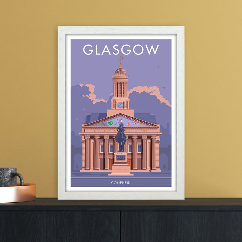 Glasgow Coneheid Art Print by Stephen Millership A3 Oak Frame