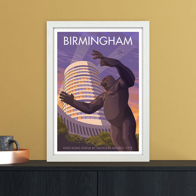 Birmingham King Kong Art Print by Stephen Millership A3 Oak Frame