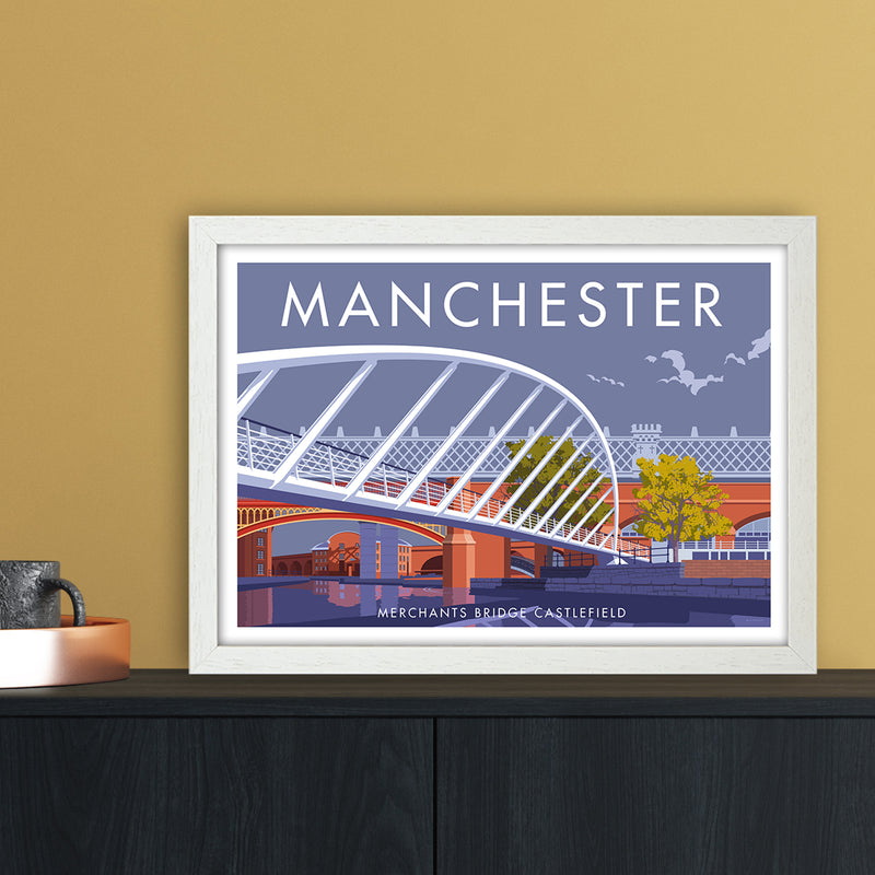Manchester Merchants Bridge Art Print by Stephen Millership A3 Oak Frame