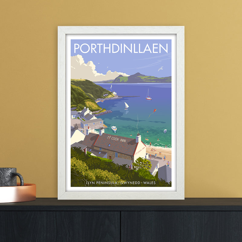 Wales Porthdinllaen Art Print by Stephen Millership A3 Oak Frame