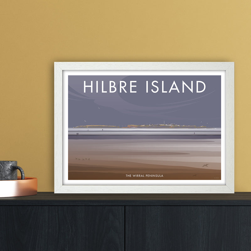 Wirral Hilbre Island Art Print by Stephen Millership A3 Oak Frame