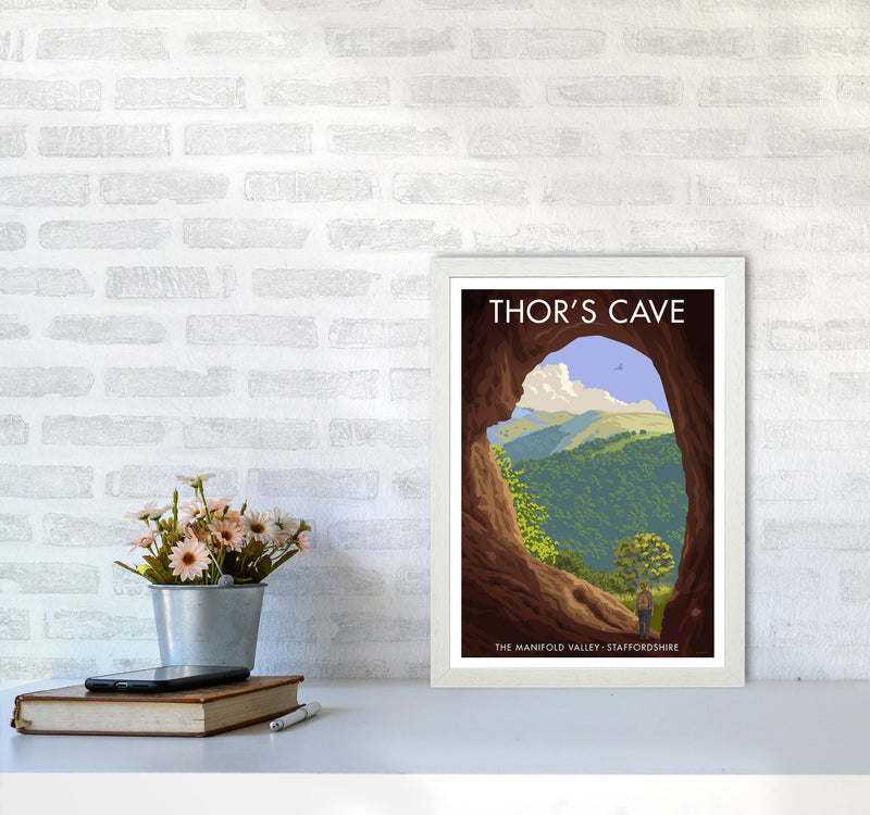 Staffordshire Thors Cave Travel Art Print by Stephen Millership A3 Oak Frame