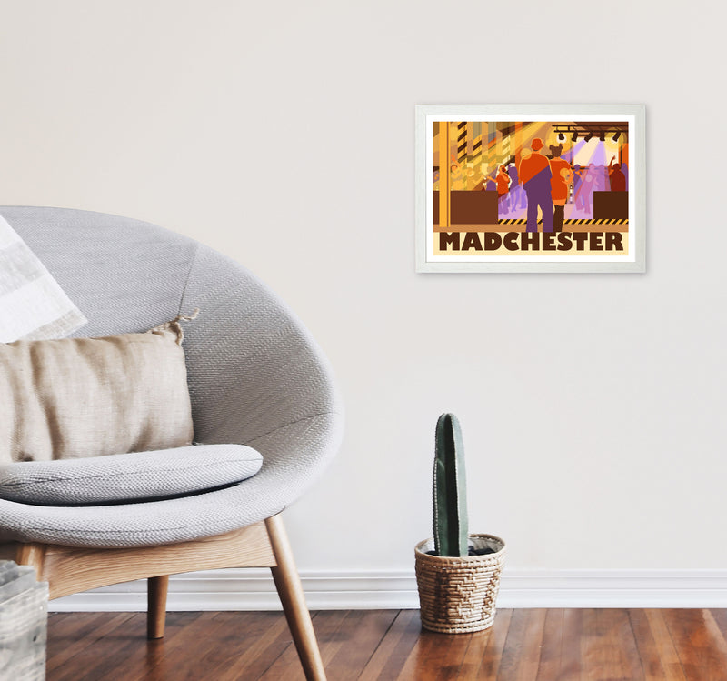 Madchester by Stephen Millership A3 Oak Frame