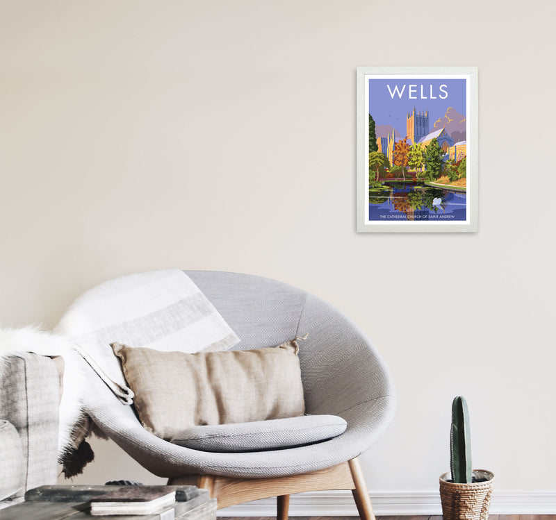 Wells Art Print by Stephen Millership A3 Oak Frame