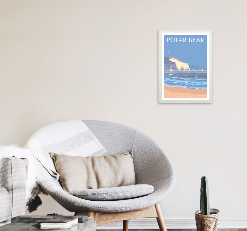 The Isle Of Wight Polar Bear Framed Digital Art Print by Stephen Millership A3 Oak Frame
