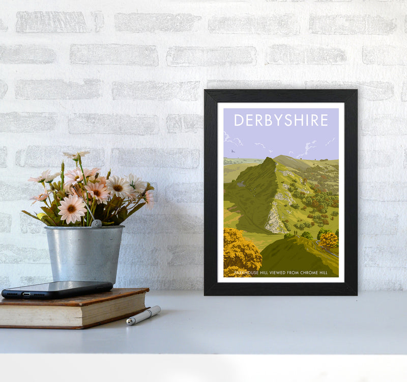 Derbyshire Chrome Hill Travel Art Print By Stephen Millership A4 White Frame