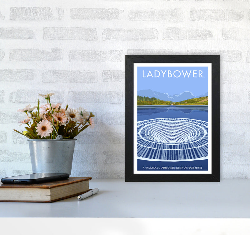 Derbyshire Ladybower Travel Art Print By Stephen Millership A4 White Frame