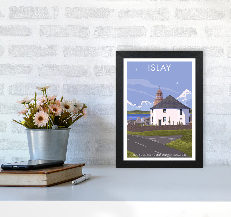 Islay Bowmore Travel Art Print By Stephen Millership A4 White Frame