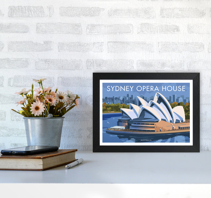 Sydney Opera House Travel Art Print By Stephen Millership A4 White Frame