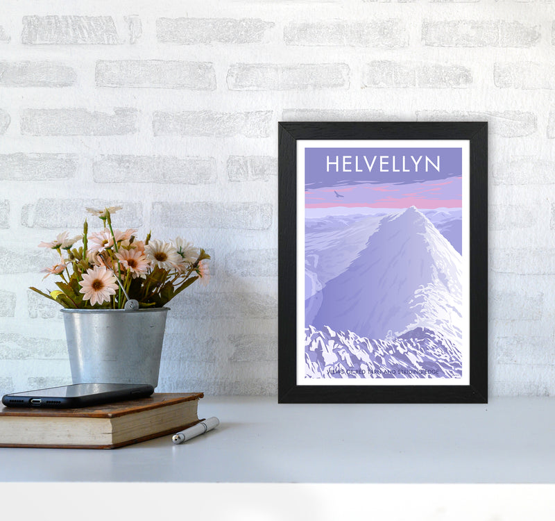 The Lakes Helvellyn Winter Travel Art Print By Stephen Millership A4 White Frame