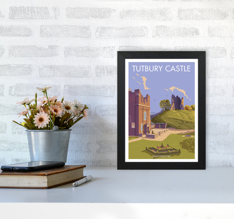 Tutbury Castle Travel Art Print By Stephen Millership A4 White Frame