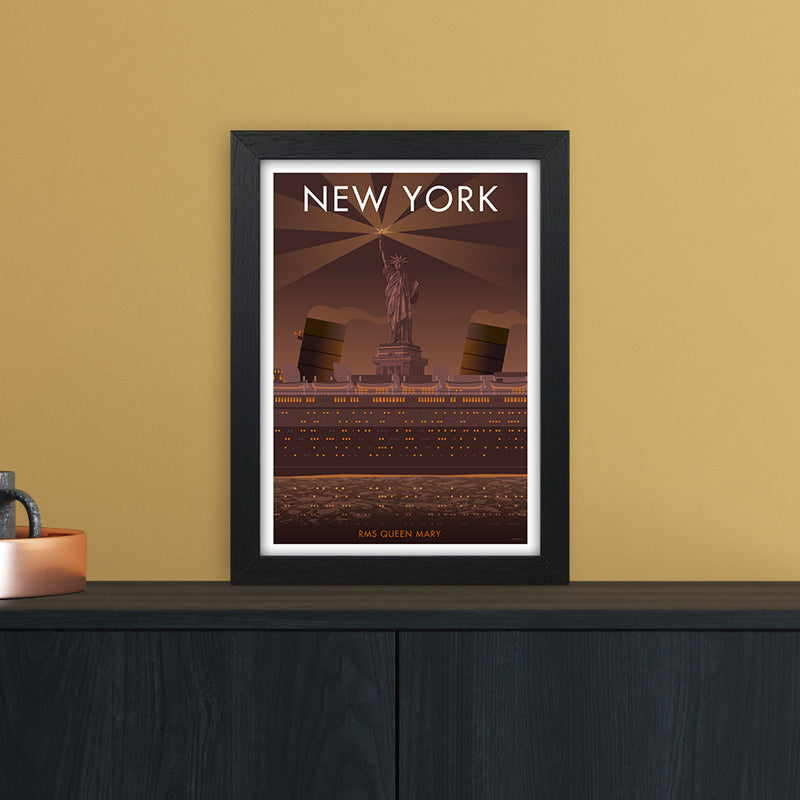 New York Sepia Art Print by Stephen Millership A4 White Frame